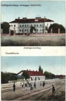 Székelyudvarhely, Odorheiu Secuiesc; Vármegyei közkórház, vasútállomás / hospital, railway station