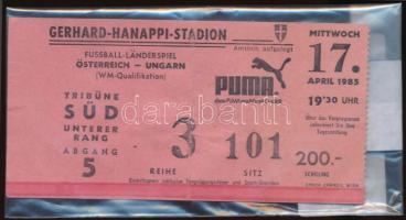 1985 Belépőjegy Osztrák-Magyar (0:3) VB selejtező labdarúgó mérkőzésre a bécsi Hanappi stadionba / Entry ticket to Austria-Hungary football match