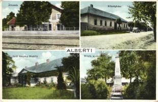 Alberti, Albertirsa; vasútállomás, Községháza, Hősök szobra, Gróf Szapáry kastély