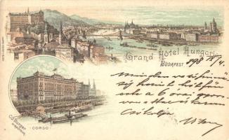 1898 Budapest, Corso, Grand Hotel Hungaria, litho (EK)