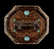 Üveg bonbonnier, belső száján sérült. 12 cm