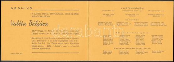 1951 Meghívó a IV. Éves Bánya-, Bányakutató-, Kohó és Erdőmérnökhallgatók valéta báljára