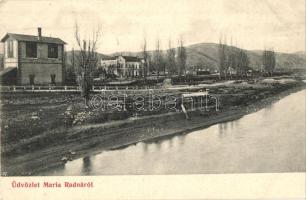 Máriaradna, Radna; Maros folyó partja, vasútállomás / river bank, railway station