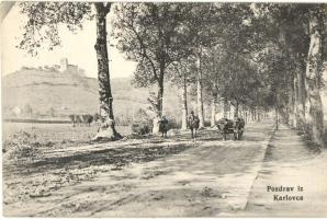 Károlyváros, Karlovac; sétány a Régi várral / promenade with old castle