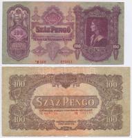 1930. 100P csillagos sorszám + 1944. 100P "A Vörös Hadsereg Parancsnoksága" mindkettőnél elcsúszott sorszám T:III,III-