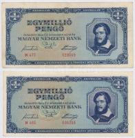 1945-1946. 10.000P-100.000BP 7db inflációs pengő elcsúszott előlapi nyomatokkal T:II-,III