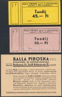 1945 Balla Piroska Gyorsíró- és Gépíróiskolájának levelezőlapja és 2 db tandíjjegy