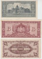 1946. 100.000.000MP-10.000BP 5db inflációs pengő bankjegy elcsúszott hátlapi alapnyomatokkal T:II,II...