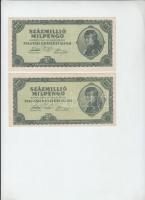 1946. 100.000.000MP-10.000BP 5db inflációs pengő bankjegy elcsúszott hátlapi alapnyomatokkal T:II,II...