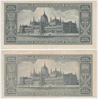 1946. 100.000.000MP-10.000BP 5db inflációs pengő bankjegy elcsúszott hátlapi alapnyomatokkal T:II,II...