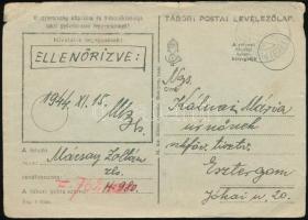1944 Hősi halát halt magyar katonatiszt feleségének értesítője tábori posta levelezőlapon az eset kö...
