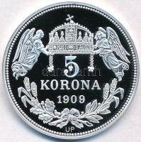 DN "Királyi koronák - Mátyás 5 korona 1909" Ag emlékérem tanúsítvánnyal (20,05g/0.999/38,6...