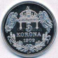 DN "Királyi koronák - Mária 5 korona 1909" Ag emlékérem tanúsítvánnyal (20,06g/0.999/38,61...