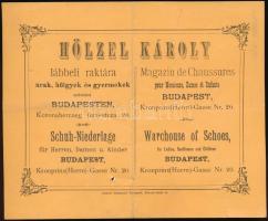 1897 Hölzel Károly lábbeli raktár Bp., V. reklámos számla