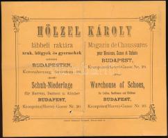 1897 Hölzel Károly lábbeli raktár Bp., V.  reklámos számla