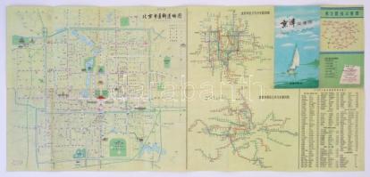1959 Peking, kihajtható térkép / Beijing map 35 ×76 cm