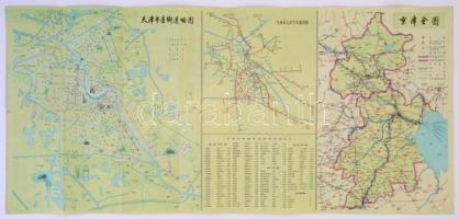 1959 Peking, kihajtható térkép / Beijing map 35 ×76 cm