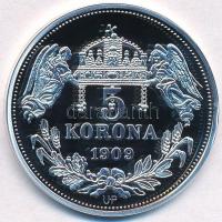 DN "Királyi koronák - I. János 5 korona 1909" Ag emlékérem tanúsítvánnyal (20,08g/0.999/38...