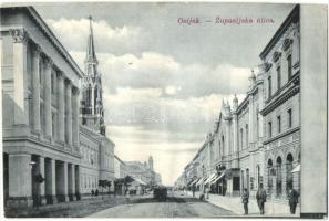 Eszék, Esseg, Osijek; Megye utca, Rudolf Ungar és fiai üzlete / Zupanijska ulica / street, shop (fl)