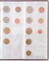 Kis Euro gyűjtemény hat különböző tagország érméiből,  5db teljes és 1db hiányos forgalmi sor "...