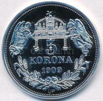 DN "Királyi koronák - I. Miksa 5 korona 1909" Ag emlékérem tanúsítvánnyal (20,07g/0.999/38...