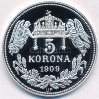 DN "Királyi koronák - Zsigmond 5 korona 1909" Ag emlékérem tanúsítvánnyal (19,94g/0.999/38...