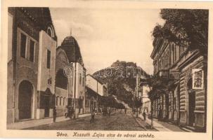 Déva, Kossuth Lajos utca, vár, Városi színház, üzletek, Laufer üzlete, Laufer Vilmos kiadása / street, theatre, shops, castle