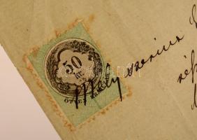 1873 Eger, A város polgármestere által kiállított erkölcsi bizonyítvány 50 kr okmánybélyeggel