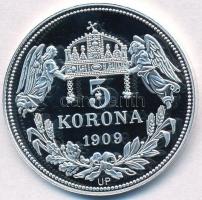 DN "Királyi koronák - I. Lipót 5 korona 1909" Ag emlékérem tanúsítvánnyal (20,15g/0.999/38...