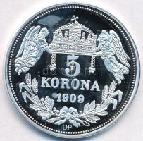 DN "Királyi koronák - II. Lipót 5 korona 1909" Ag emlékérem tanúsítvánnyal (20,03g/0.999/3...