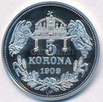 DN "Királyi koronák - I. (Nagy) Lajos 5 korona 1909" Ag emlékérem tanúsítvánnyal (20,06g/0...
