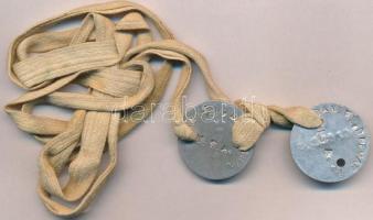 3db Brit és amerikai katonai azonosító, "dögcédula" T:2,2-
3pcs of British and American m...