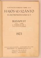 1923 Hajós & Szántó Elektrotechnische Fabrik A. G. / Elektromosgyár Bt. termékkatalógus, kopott ...