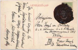 Sopron, Deák tér, villamos, hátoldalon viaszpecséttel (fa)