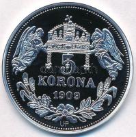 DN "Királyi koronák - I. Géza 5 korona 1909" Ag emlékérem tanúsítvánnyal (20,03g/0.999/38,...