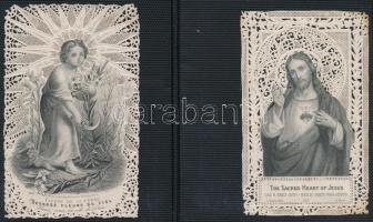 cca 1890-1900 Csipkés szentkép, 4 db, sérülésekkel