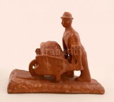 Péter József (?-?):Kubikus. Terrakotta, jelzett, apró hibákkal, m:23 cm, h:30 cm