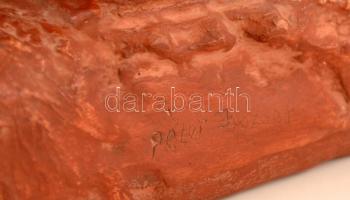 Péter József (?-?):Kubikus. Terrakotta, jelzett, apró hibákkal, m:23 cm, h:30 cm