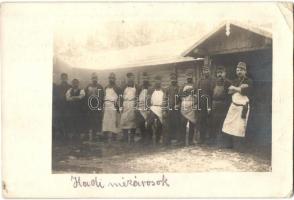 1917 K.u.K. Divisionsbackerei No. 53. / K.u.K. hadi mészárosok, csoportkép / WWI K.u.K. baking division, butchers, group photo (EK)