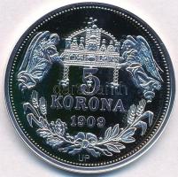 DN "Királyi koronák - V. László 5 korona 1909" Ag emlékérem tanúsítvánnyal (20,06g/0.999/3...
