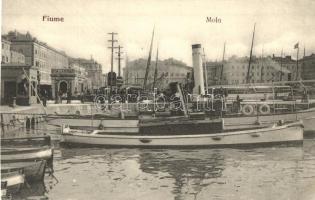 Fiume, Molo / kikötő, Ella gőzhajó / port, steamships (vágott / cut)