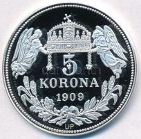 DN "Királyi koronák - I. Károly (Róbert) 5 korona 1909" Ag emlékérem tanúsítvánnyal (20,03...