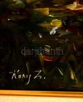 Kőris Zoltán (?-): Kacsák. Olaj, farost, jelzett, újszerű keretben, 30×40 cm