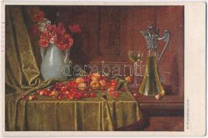 32 db RÉGI művészlap, csendéletek, vegyes minőség / 32 old art postcards, still life, mixed quality