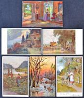 Kb. 316 db RÉGI Wiener Kunst művészlap, vegyes minőség / Cca. 316 old Wiener Kunst art postcards, mixed quality