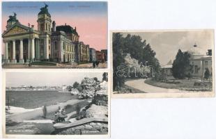 15 db RÉGI bolgár városképes lap, vegyes minőség / 15 old Bulgarian town-view postcards, mixed quality