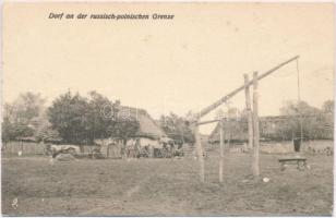 Falu az orosz-lengyel határon katonákkal / Dorf an der russisch-polnischen Grenze / Village on the Russo-Polish border with soldiers