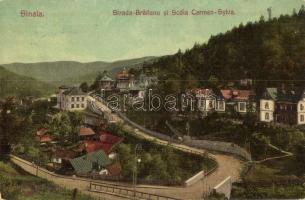 Sinaia, Strada Bratianu si Scola Carmen Sylva / school, road (fl)