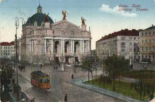 Lviv, Lwów, Lemberg; Theatre, tram (EK)
