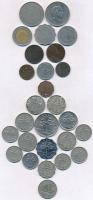Vegyes 27db-os fémpénz tétel, arab országok, közöttük Irak, Kuvait, Törökország, Jordánia és Egyipto...
